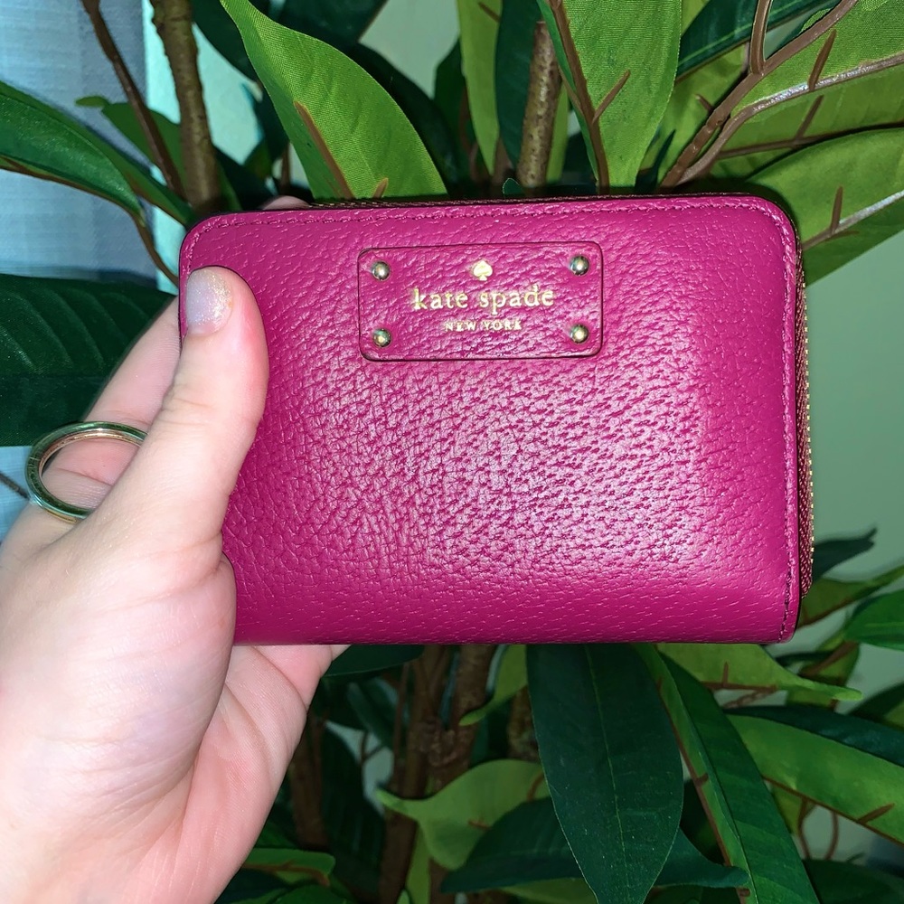 Kate Spade Purple Small Zip Around with Key Ring Oxblood Wallet